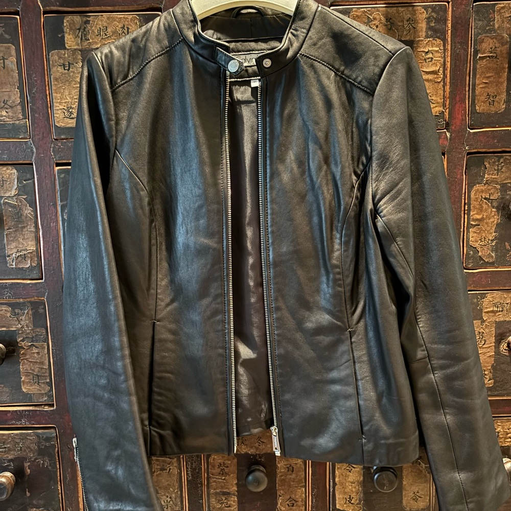 Calvin Klein black leather jacket